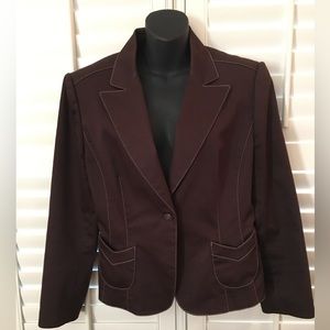 Sharp transitional Isabella DeMarco fitted brown blazer/ jacket 14P Cotton blend